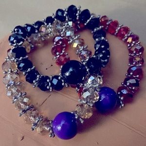 Beaded stretch bracelets, set of 3